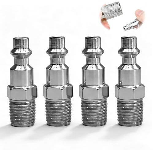 Ruvan 4 Pièces Raccord Rapide Air Comprimé, Raccord Rapide 1/4 Mâle Américai, Filetage Mâle Embout De Tuyau Pneumatique Pour Air Comprimé, Compatible Compresseur Et Tuyaux Industriels