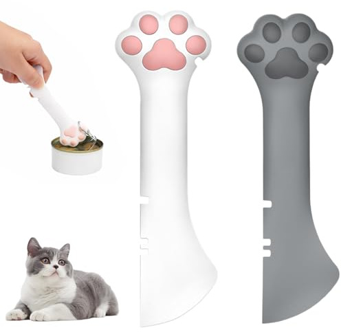 Quvxzy Katzenlöffel Katzenfutter Löffel Tierfutterlöffel Lang - 2 Stück Mit Dosenöffner, Praktisch Zum Öffnen & Portionieren Von Tierfutterdosen, Spülmaschinengeeignet, Formschön