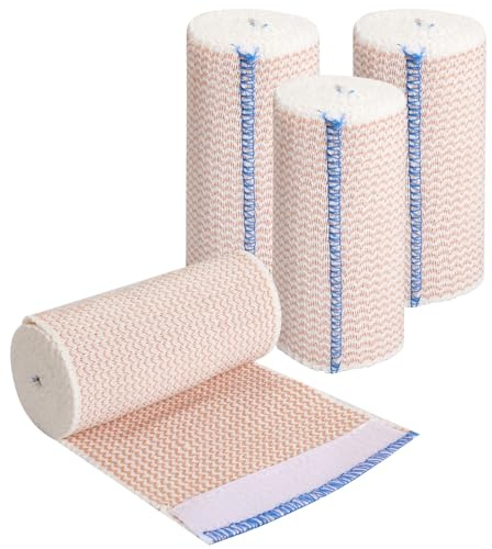 4Pcs Premium Compression Bandage 10cm Elastic Bandage Wrap Washable and Reusable with Self-Closures for Wrist Ankle Knee Elbow Shoulder Feet Injuries