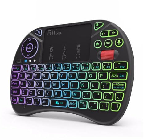 VmugDVoqb Kabellose Tastatur mit Touchpad und Sprachsuche, LED-Hintergrundbeleuchtung, kompatibel mit Android TV Box TV PC RU US-Layout(Russian Keyboard)