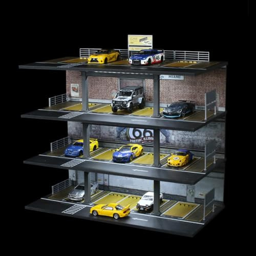 1:64 Diecast Modellauto Diorama Garage Modellautovitrine – Parkhaus-Diorama kompatibel mit Hot Wheels, Matchbox und Mini GT, Vitrine und Aufbewahrungsbox für Modellautos mit 20 Stellplätzen (Gemischt)