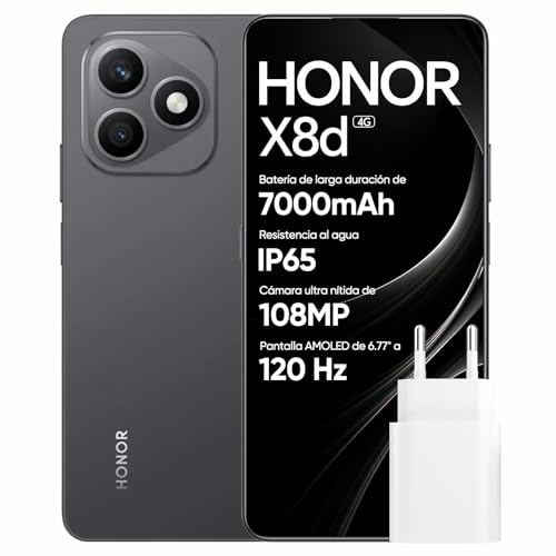 HONOR X8d 4G Smartphone, 8+256GB, Display AMOLED 6,77 3000 nits, Fotocamera 108MP, Batteria 7000mAh, Ricarica 45W, Resistenza Acqua IP65 (Velvet Black, 256, GB, 8, GB)