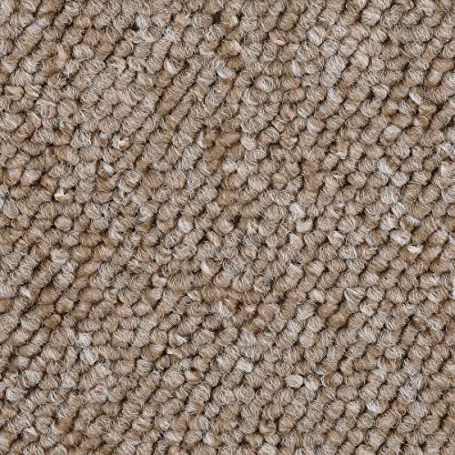 Auslegware Teppichboden braun beige für Wohnzimmer und Schlafzimmer mit Vliesrücken Schlingen Teppich Meterware in 400 und 500 cm Breite