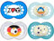 MAM Day & Night Original Football // Skin Soft Silikon Schnuller 16+ // 4er Set // inkl. 2 Sterilisiertrasportboxen