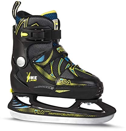 Fila Unisex Kinder X-One Ice Eisschuhe, Schwarz/Gelb/Blau, 38