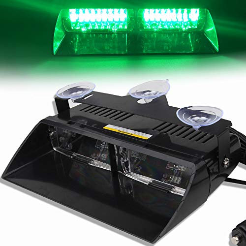 Balise Feu de Détresse Vert 16 LED Application de la Loi Lumière Avertissement Stroboscope Clignotant Lampe D'urgence avec la ventouse 12V Pour le toit/le tableau de bord/le pare-brise internes