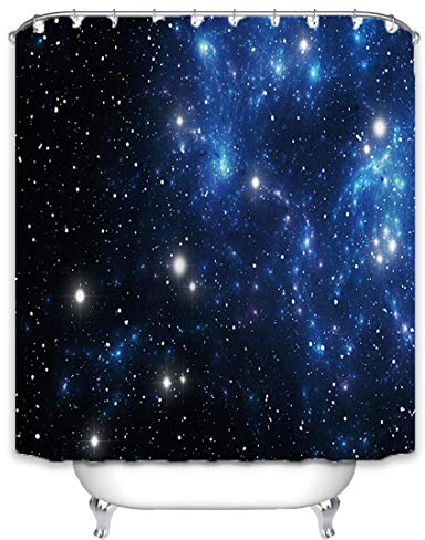 X-Labor Grün Duschvorhang 240x200cm Wasserdicht Stoff Anti-Schimmel inkl. 12 Duschvorhangringe Waschbar Badewannevorhang 240x200cm Sternenhimmel