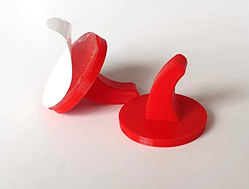 hf hajo - fix Magnet- | Klebe- | Schneideprodukte selbstklebende Kunststoffhaken, verkehrsrot RAL 3020, 10 Stück – kleine Haken für leichte Gegenstände, selbstklebender Haken, Handtuchhalter