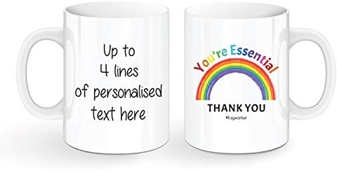Personalised 10oz Ceramic Coffee Mug - Not All Heroes wear Capes - Covid-19 Key Worker Essential Worker NHS Rainbow Social Distancing Gift