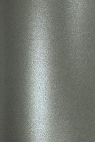 Netuno 20x Bastelpapier Perlmutt Dunkelgrau DIN A4 21 x 29,7 cm 120g Aster Metallic Grey Effektpapier Glanzpapier farbig glänzend bedruckbar für Einladungen Hochzeit Geburtstag Weihnachten Taufe