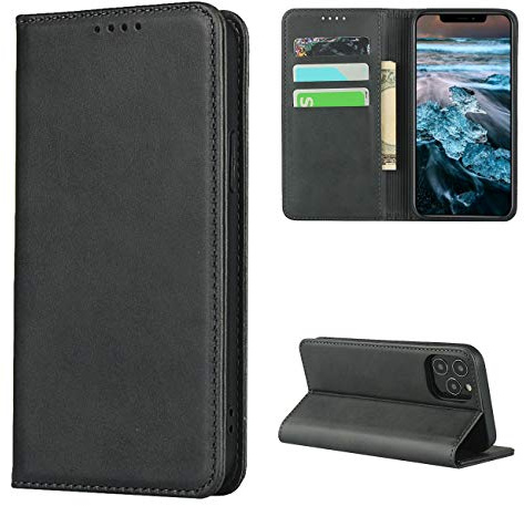 Copmob Case Compatible with iPhone 12/12 Pro,Premium Flip Leather Wallet Case,[3 Card Slots][Magnetic Closure][Stand Holder],Protective Cover Case Compatible with iPhone 12/12 Pro - Black