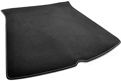 kh Teile Kofferraummatte Hinten Trunk Matte passend Tesla Model 3 Velours (Ziernaht Silber) Premium Matte Teppich Automatte Velours