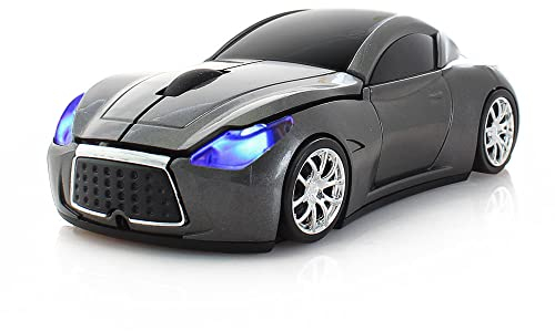 Aikchi Mouse wireless per auto sportiva, mouse wireless per computer portatile, mouse ottico 2,4 GHz, per YFND (grigio)