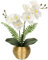 Briful Orchidée blanche artificielle au toucher réaliste, tiges d'orchidée phalaenopsis artificielles dans un pot en céramique doré pour décoration d'intérieur, mariage, centre de table
