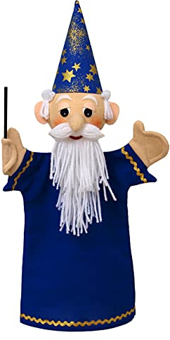Handpuppe Märchenfigur Zauberer 36 cm, Ideal für Puppentheatre und Rollenspiele, für Kinder Baby Jungen Mädchen