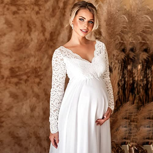 QBQZXAOSOWH Robe Femme Fille Robes De Maternité en Dentelle Sexy Longue Fantaisie Grossesse Maxi Robe Elegance Femmes Enceintes