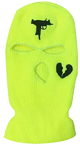 RTGSE 3-Loch Strick Vollgesichts Skimaske Erwachsene Winter Warm Gestrickte Sturmhaube Gesichtsschutzmaske für Outdoor Sport Vollgesichtsmaske (X-Gelb 2, One Size)