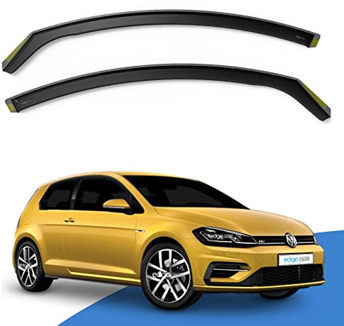 EdgeVisors Wind Deflectors | Fits: VW GOLF MK7 (2013-2019) 3 Door Hatchback 2pc Set | In-Channel Rain Guards for Wind, Rain & Sun Protection, Easy Installation - Tinted