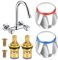 2 Sets Replacement Bathroom Kitchen Sink Tap Standard Hot & Cold Tap 1/2'' Top Head Covers Chrome Plated Red and Blue Tap Top for Leaking Aging Taps