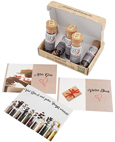 Tasty Pott Dank-Box I Bio Gewürze I Gewürz-Set I Geschenk Idee für Familie und Freunde I Würzig I Spices I Gewürzmischungen I Gewürz im Glas (Hot Chili Set, Viel Spaß und guten Hunger wünscht)