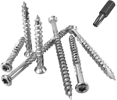 Terrassenschrauben/Terrassenbau/Holzschrauben Edelstahl C1 rostfrei mit CUT-Spitze TX Ø 4,0 (= TX 20) / Ø 5,0 (= TX 25) inkl. 1 Bit gratis // EHK-Verbindungstechnik