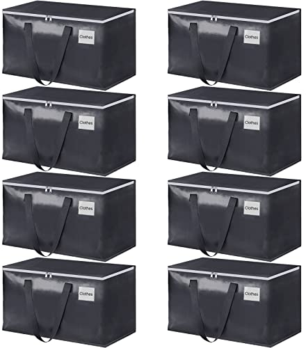 Fabspace Umzugskartons, robuste Umzugstaschen mit starken Reißverschlüssen und Griffen, zusammenklappbar, Umzugsmaterial, Aufbewahrungstaschen zum Verpacken und Umziehen, 93 l, 8 Stück