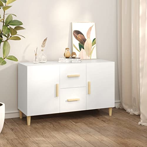 WIFESE Sideboard Weiß 100x36x60 cm Holzwerkstoff Kommode Mit Schubladen Für Wohnzimmer Und Schlafzimmer