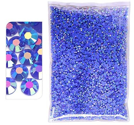 Granel 2-6 mm Jelly AB Resina Diamantes de imitación sin fijación en caliente Cristales de espalda plana Strass Glitters Paquete grande Piedras-Jelly Sapphire AB, 4 mm SS16-12500pcs