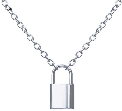 WEITING Collana punk con serratura per donna uomo lucchetto collana ciondolo dichiarazione gioielli moda gotica argento