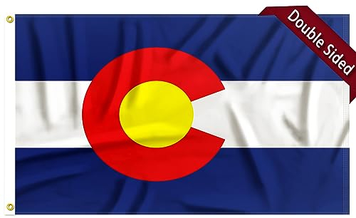 FLAGWIN Colorado-Flagge, 90 x 150 cm, 3-lagig, doppelseitig, Polyester, mit Messingösen, lebendige Farben und lichtbeständig, für den Außenbereich