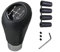 Juttzzei Schaltknauf 5 Gang Auto Schalthebel Universal Schaltknüppel Leder, Schaltknauf Tuning Manueller mit 4 Adaptern 8mm 10mm 11mm 12mm für Manueller Autos mit 5 Gang Schaltgetriebe-Schwarze Nähte