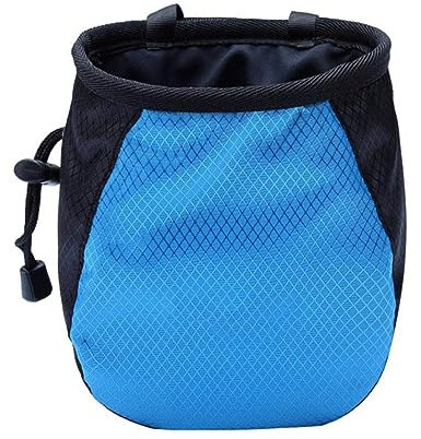 FUZVOL Chalk Bag Climbing Equipment Bag Bucket Magnesium Chalk Bag with Belt Adjustable Pocket and Drawstring.It can be Hanging at the Waist Used for Rock Outdoor Climbing Bouldering. (Blue)