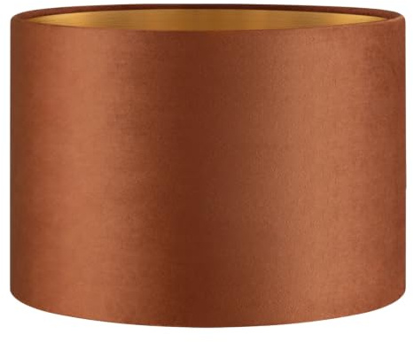 Home Sweet Home Samtlampenschirm VELVET, braun-gold | Ø30 cm, trommelförmig | Für E27-Hänge- & Tischlampen | Ideal für Wohn- & Esszimmer