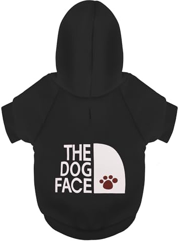 Paiaite Sweat à Capuche Noir Chaud et élégant pour Chihuahua, Sweat à imprimé « The Dog Face », vêtements pour Animaux, Manteau Tout-en-Un, Parfait pour l'hiver et Les fraîches Nuits d'été, XXXL
