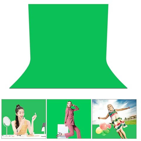 Toile de Fond D'écran Zoom 5x6,5 Pieds avec Kit de Support, écran Bleu et Vert Réversible, Support Portable en Forme de T (Green)