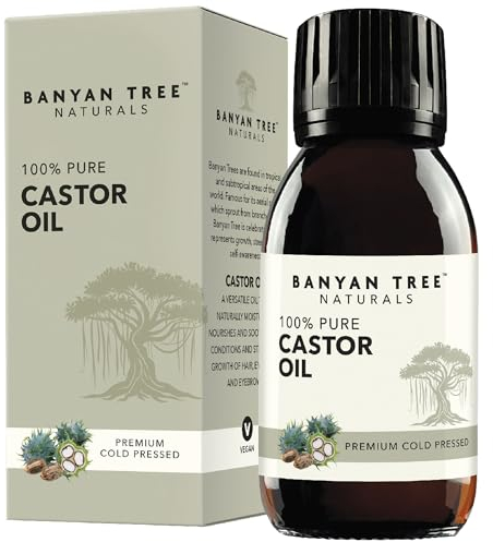 Banyan Tree Natural Castor oil 100ML 100% Pure & Natural Premium Quality Freshly Pressed UV Glass Bottle Hexane Free Eyelashes, Eyebrows, Skin & Hair Growth