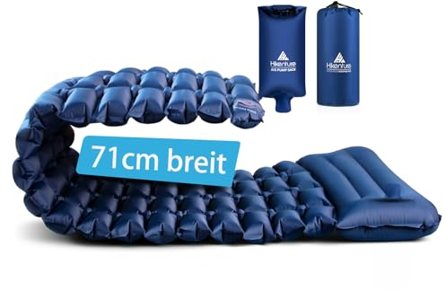 HIKENTURE Isomatte Camping Ultraleicht mit Pumpsack - 71cm Breit - Aufblasbare Isomatte Kleines Packmaß - Camping Mattte Isomatten Outdoor Schlafmatte-A1