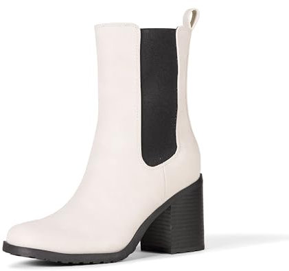 Amazon Essentials Stivaletti Chelsea con tacco Donna, Sabbia, 44.5 EU