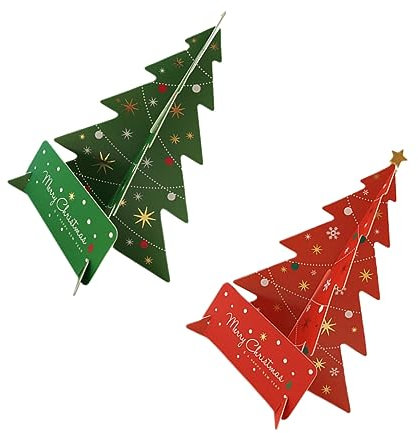 PRETYZOOM 2 Pz Ornamenti Natalizi Origami Decorazioni Per L'albero Di Natale Albero Di Natale Da Tavolo Albero Di Natale Di Carta Ornamento Abbronzante 3d Biglietto D'auguri