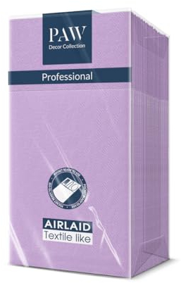 PAW - Besteckservietten aus Airlaid - Stoffähnlich (1/8 falz) | 25 Stück | Ideal für Hochzeit, Taufe, Kommunion, Geburtstag | Serviettentaschen für Besteck | Violett