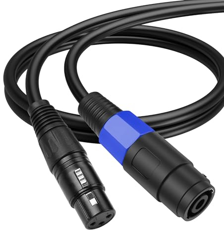 SinLoon Câble Speakon vers XLR 22AWG Câble d'extension audio Speakon vers XLR femelle 3 broches avec verrouillage rotatif pour amplificateur, DJ pro, PA, scène (0,5 m / 1,6 pi Speakon femelle)