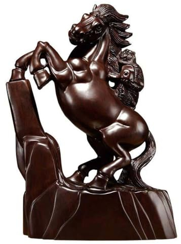 DIANXI Desktop-Figuren Holzschnitzerei Pferd Ornament Massivholz Pferd Carving Hause Büro Mahagoni Handwerk Home Decor Statuen