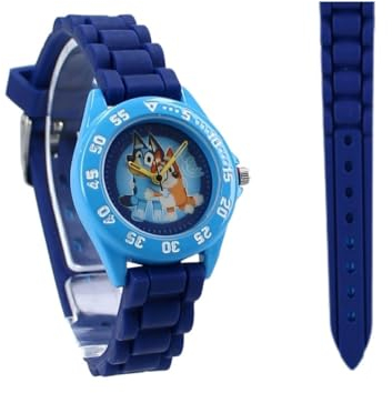 My sweety pop Analoge Armbanduhr zum Lernen von Uhrzeit für Kinder – Schule – Kindergarten – Kindergarten – Urlaub – Geschenkidee, Bluey - Blau, Riemen