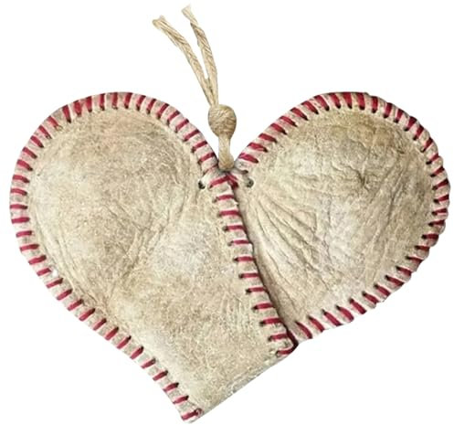 Baseball-Ornament, Vintage Sports Ornament 4.5 '' Herzförmiges Leder Baseball Weihnachten Ornamente Baseball-Fan Geschenke für Papa Style 1 Home Artikeln
