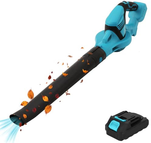 21 V Akku-Laubbläser, kabellos, mit 1 x Akku und Ladegerät, Luftdurchsatz: 3,8/min, Windgeschwindigkeit: 0 – 15 m/s, leicht, kabellos, für die Rasenpflege