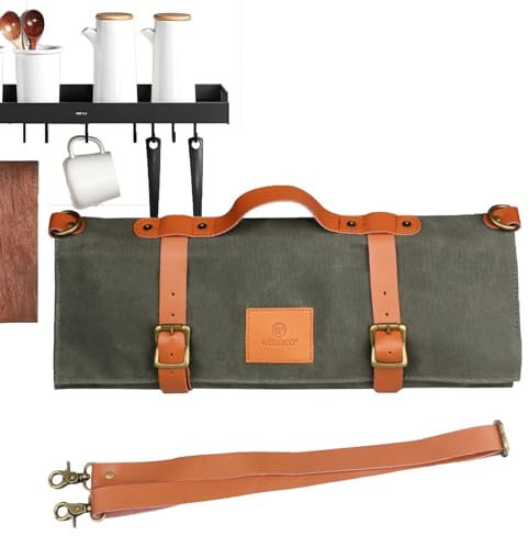 Borsa Rotolo Chef - Borsa da campeggio per chef - Borsa per taglierina in tela impermeabile, porta taglierina, custodia per taglierina per chef per campeggio, viaggi, cucina, picnic, barbecue