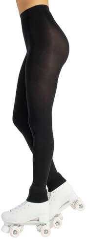 CALZITALY Collants de Patinage Artistique pour Femme, Collants sans Pieds, Leggings de Patinage, Leggings Opaques, 80 DEN, fabriqués en Italie (Noir, S-M)