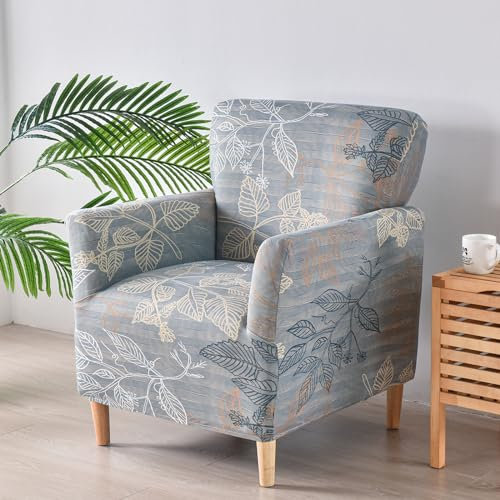 Stretchhussen für Bankett-Stuhl: 1 Stück, modern, luxuriös, bedruckt, superweich, waschbar, für Einzelsessel, Couchbezug mit Armlehnen, freundlich für Kinder, Haustiere (F-Jacquard)
