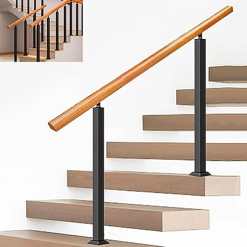 Outdoor Schwarz Flexibler Handlauf für 2 3 Stufen Übergangshandläufe für Beton oder Holztreppen 59,9 cm lang 90 cm hoch