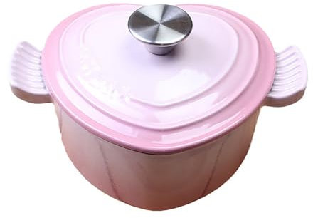 YLFFFZXK Heart-Shaped Enamel Dutch Oven,Enameled Cast Iron Coated Dutch Oven,Casserole Dish,Professional Enamel Cookware Crock Pot for Slow-Cooking Meats and Vegetables,Works on All Stovetops,Pink
